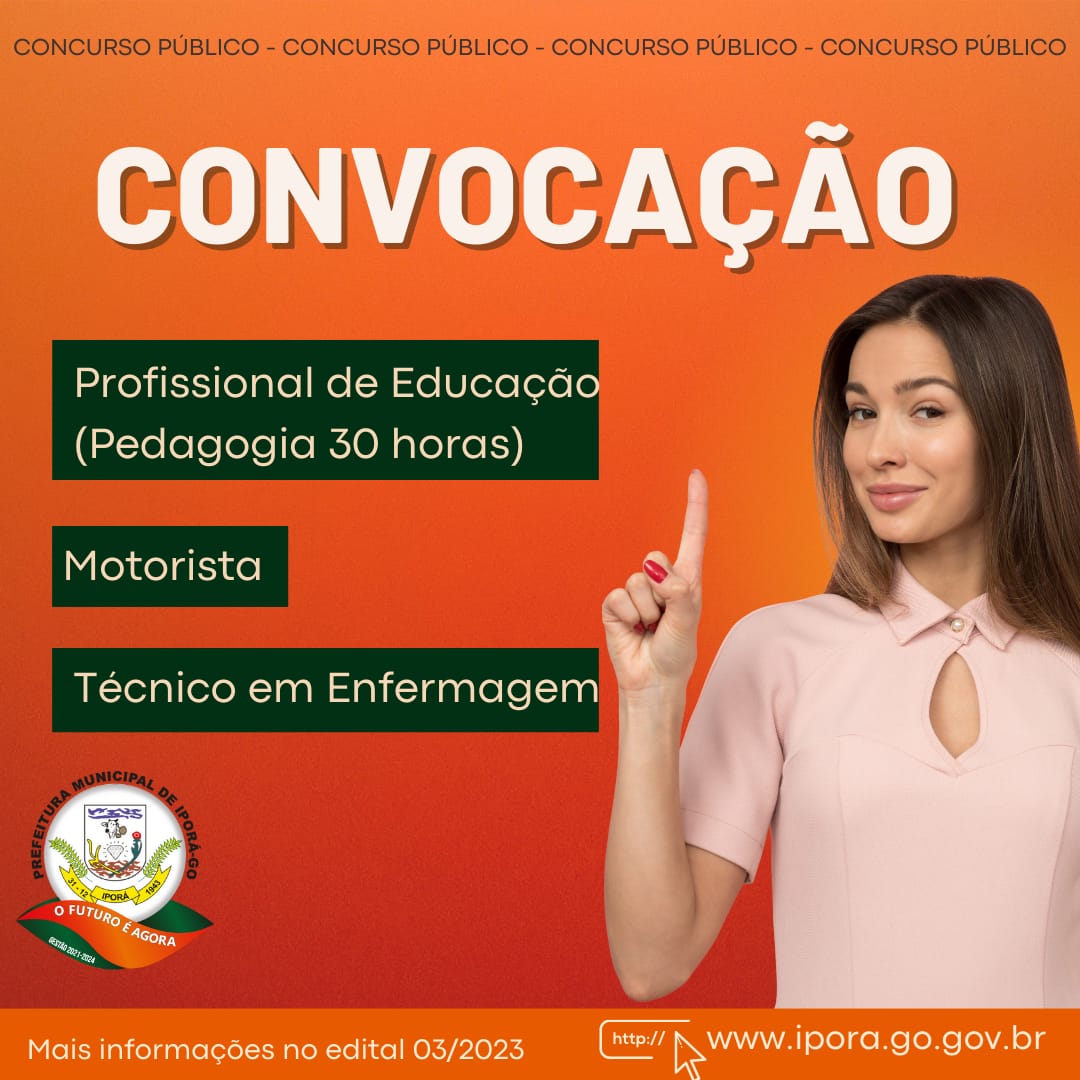 EDITAL DE CONVOCAÇÃO Nº 003/2023 - CONCURSO PÚBLICO - Prefeitura