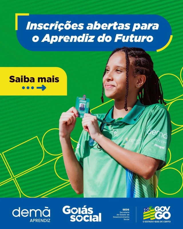 🚨 ATENÇÃO, JUVENTUDE DE IPORÁ! ⠀  O programa Aprendiz do Futuro, do Goiás Social, está com  cadastro de reserva aberto para contratação de novos jovens goianos! 🙋‍♂️🙋‍♀️  ⠀  Se você tem entre 14 e 15 anos e quer uma oportunidade de crescimento pessoal e profissional, essa é a hora de se inscrever!  ⠀  📅 Prazo: até 16 de julho 🌐 Inscreva-se em:[aprendizdofuturo.org.br](https://aprendizdofuturo.org.br)  ⠀  As novas contratações serão feitas conforme o encerramento dos contratos atuais. Então, não perca tempo!  ⠀  💼 O programa oferece:  ✔️ Bolsa auxílio  ✔️ Formação cidadã  ✔️ Experiência no mercado de trabalho  ⠀  A Prefeitura de Iporá apoia iniciativas que transformam vidas e constroem um futuro melhor para nossa juventude! 💙  ⠀  #AprendizDoFuturo #PrefeituraDeIporá #JuventudeQueTransforma #GoiásSocial #Oportunidade #FuturoPromissor #IporáAvança