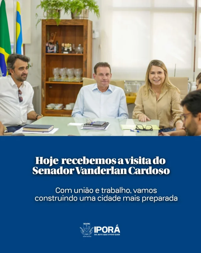 Avanços importantes para a segurança de Iporá! Nesta terça-feira, a prefeita Maysa Cunha e o vice-prefeito Léo Contador receberam o senador Vanderlan Cardoso em uma visita especial à cidade. Durante a agenda, foi realizada uma reunião com os secretários municipais e vereadores, onde foram discutidas demandas estratégicas para o município. Em seguida, todos se dirigiram ao local onde será construído o novo Batalhão do Corpo de Bombeiros de Iporá - em um terreno localizado próximo ao cartão-postal da cidade, o Lago Pôr do Sol. A nova estrutura representa um grande avanço na segurança pública, garantindo mais agilidade no atendimento e mais proteção para toda a população. O senador ouviu com atenção cada proposta e demonstrou solidariedade e compromisso com o futuro de Iporá. “Segurança é prioridade. E com união e trabalho, estamos construindo uma cidade mais preparada para cuidar de sua gente.”  #IporáAvança #SegurançaParaTodos #CorpoDeBombeiros #MaysaCunha #LéoContador #VanderlanCardoso #TrabalhoSério #CompromissoComlporá #LagoPôrDoSol