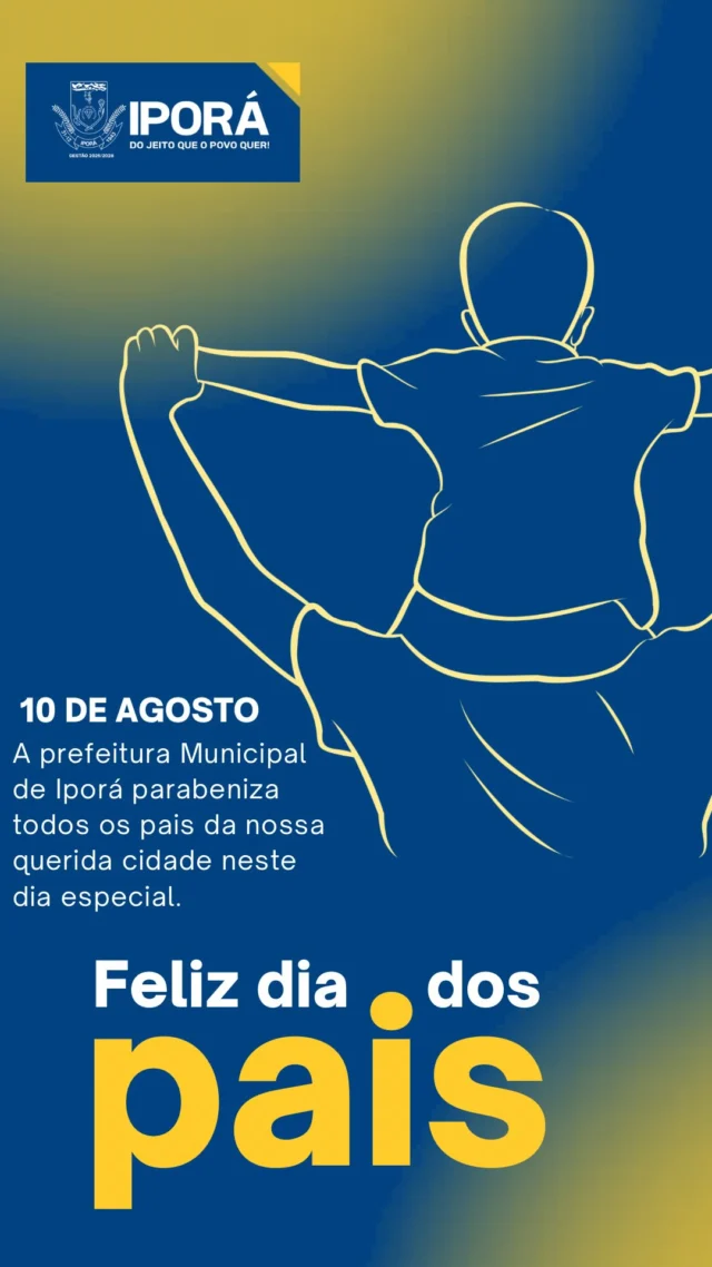 Neste Dia dos Pais, a Prefeitura Municipal de Iporá, junto aos nossos secretários e vice prefeito, presta uma homenagem especial a todos os pais que são exemplo de amor, dedicação e cuidado.  Em cada secretaria, encontramos histórias únicas: lembranças, conselhos e gratidão que reforçam a importância dessa missão tão especial que é ser pai.  A todos os pais iporaenses, o nosso reconhecimento e carinho. Que o amor e o respeito estejam presentes não apenas hoje, mas todos os dias.  Feliz Dia dos Pais! 💙👨‍👧‍👦  #DiaDosPais #PrefeituraDeIpora #CuidandoDaNossaGente #Ipora #PaiExemplo #TrabalhoQueTransforma #AmorQueInspira #GestaoComAmor
