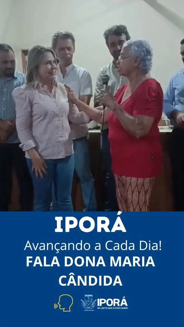 Iporá avançando a cada dia! 🚀  A dona Maria Cândida fez questão de agradecer à prefeita Maysa Cunha, reconhecendo todo o empenho da gestão: 💬 “Uma mulher de caráter que não mede esforços para fazer o bem ao próximo.”  A cada passo, é o cuidado com a cidade e com a nossa gente que faz Iporá seguir no caminho do desenvolvimento. 💙✨  👉 #PrefeituraDeIporá #Avanços #TrabalhoQueTransforma #MaysaCunha #Iporá