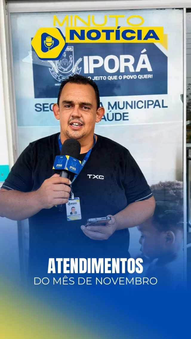 Saúde em ação: confira os atendimentos do Hospital Municipal em novembro  No mês de novembro, o Hospital Municipal realizou centenas de atendimentos, garantindo acolhimento, segurança e assistência de qualidade para a população. Cada número apresentado representa uma vida assistida, um cuidado necessário e um serviço prestado com responsabilidade.  A gestão municipal reforça o compromisso de valorizar a saúde pública, ampliando investimentos, qualificando equipes, modernizando serviços e fortalecendo cada etapa do atendimento. Cuidar das pessoas é prioridade e nosso trabalho segue avançando para oferecer um atendimento cada vez melhor.  Confira os principais dados do mês de novembro.  #GestãoQueCuida #SaúdeParaTodos #PrefeituraDeIporá